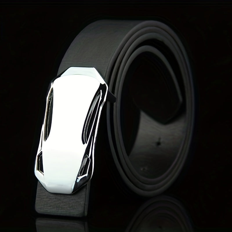 1pc Buckle Belt Sports Car Smooth Buckle Belt Suit Belt For Men