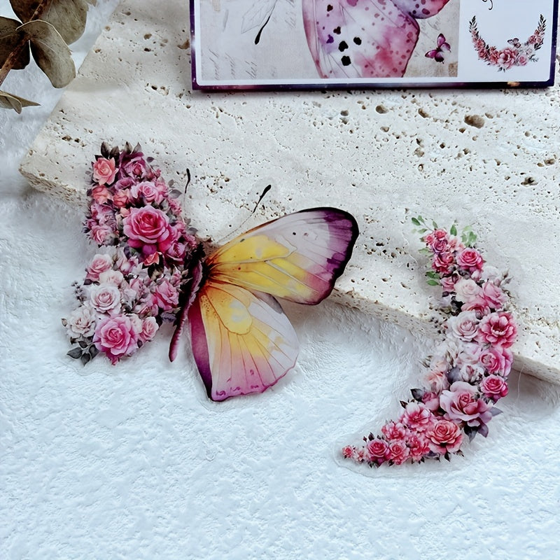 30pcs Flower & Butterfly Notebook Stickers Scrapbook Label Diary Stat