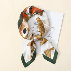 Geometric Stripe Print Square Scarf Vintage Small Block Neckerchief