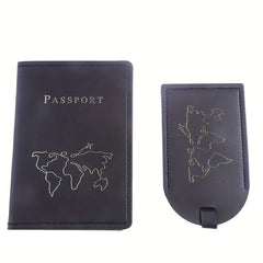 Map Pattern Passport Holder & Luggage Tag Set