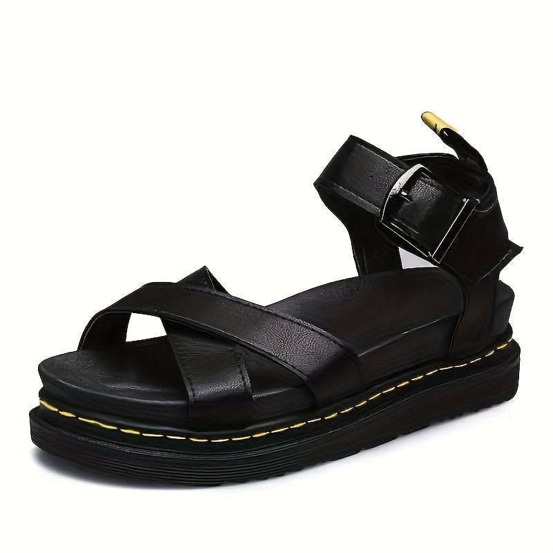 Women's Cross Strap Summer Sandals Ankle Buckle Decor Non slip Sandals