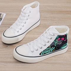 Print Plush Lined Chunky Canvas Sneakers