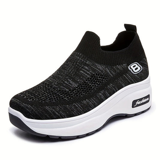 Women's Mesh Panel Sock Sneaker Slip On Platform Shoes
