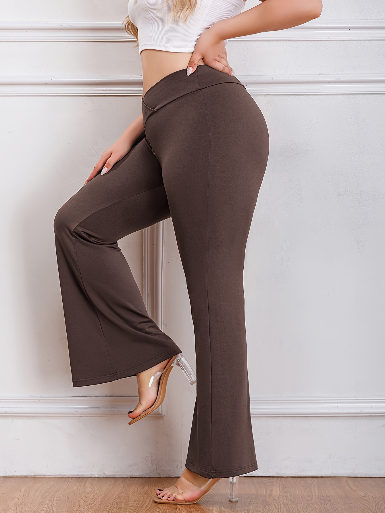  High Rise Flared Leg Trousers