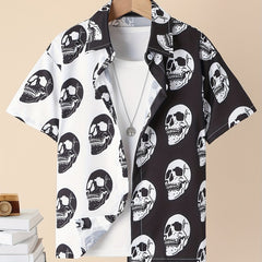 Boys Short Sleeve Skull Shirts Casual Stretch Tops For Summer