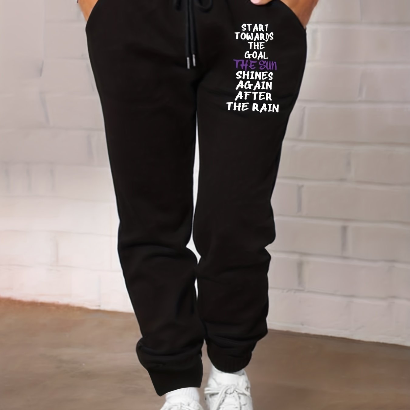  Casual Sports Sweatpants Women's Plus Letter Print