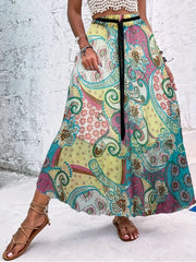 Vintage High Waist Polka Dot Pleated Maxi Skirt