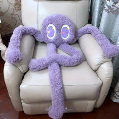Long Legged Octopus Plush Toy Soft Purple & Green Plush with Heart Eyes