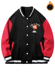 Life Is Palm Print Men's Casual Baseball Jacket