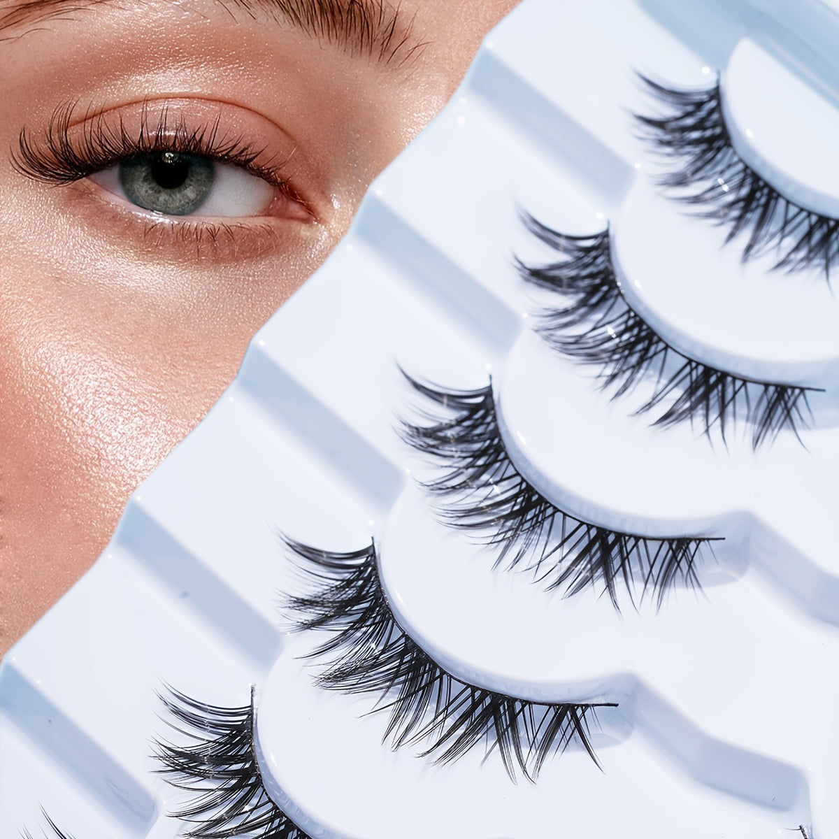 7 Pairs 13mm Wispy Cat Eye Lashes Crisscross Manga Lashes Japanese Style Cosplay