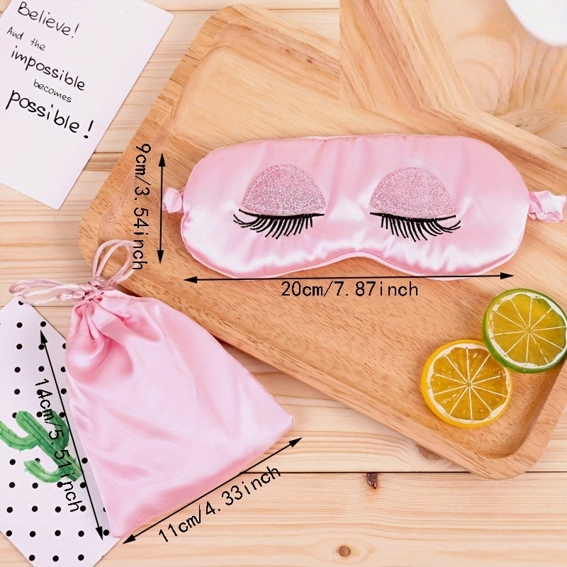 Silk Eye Sleep Mask Soft Sleeping Mask Elastic Strap Pink