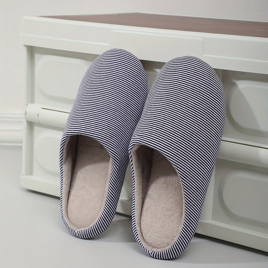 Cozy Striped House Slippers for Men Winter Shoes