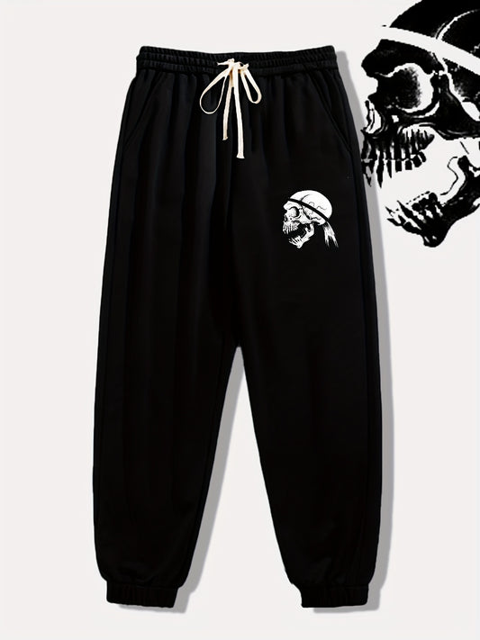 Skull Letter Print Drawstring Sweatpants Loose Fit Pants Men's Casual Joggers