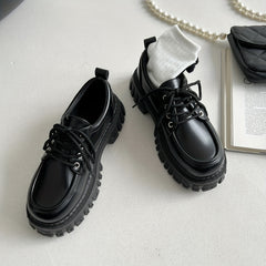 Women's Platform Oxfords Lace Up Chunky Heels Casual Shoes