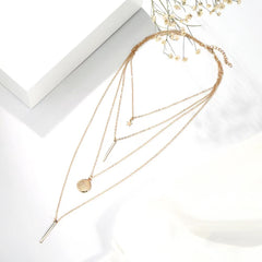Layered Star Round Pendant Necklace For Women