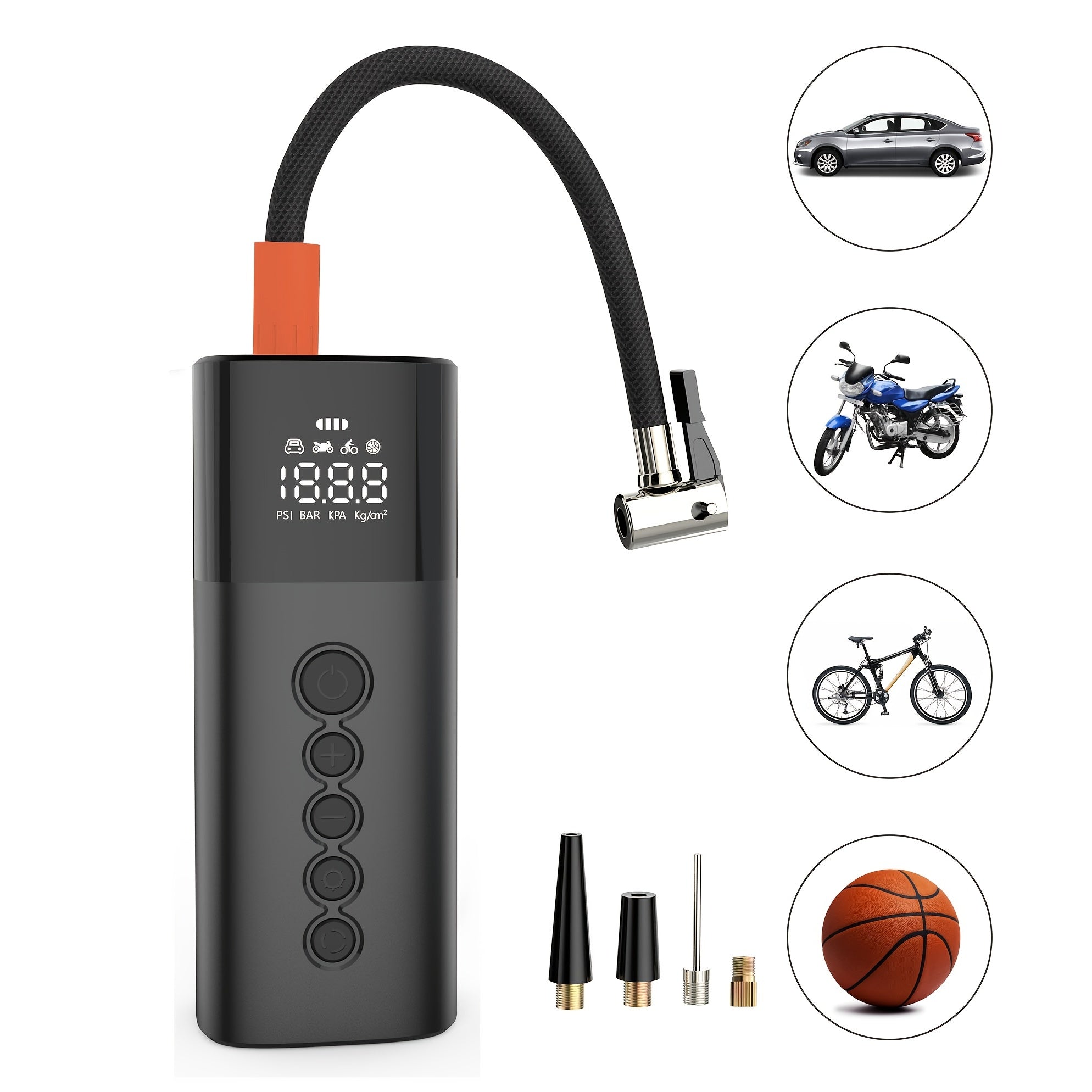 Portable Air Compressor 150 PSI for Car Tires Bicycles Balls
