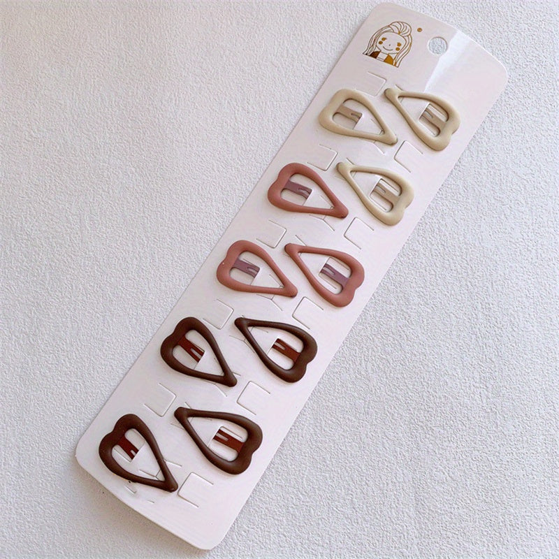 10pcs Heart Hair Clip Solid Snap Clip Hair Styling Accessories