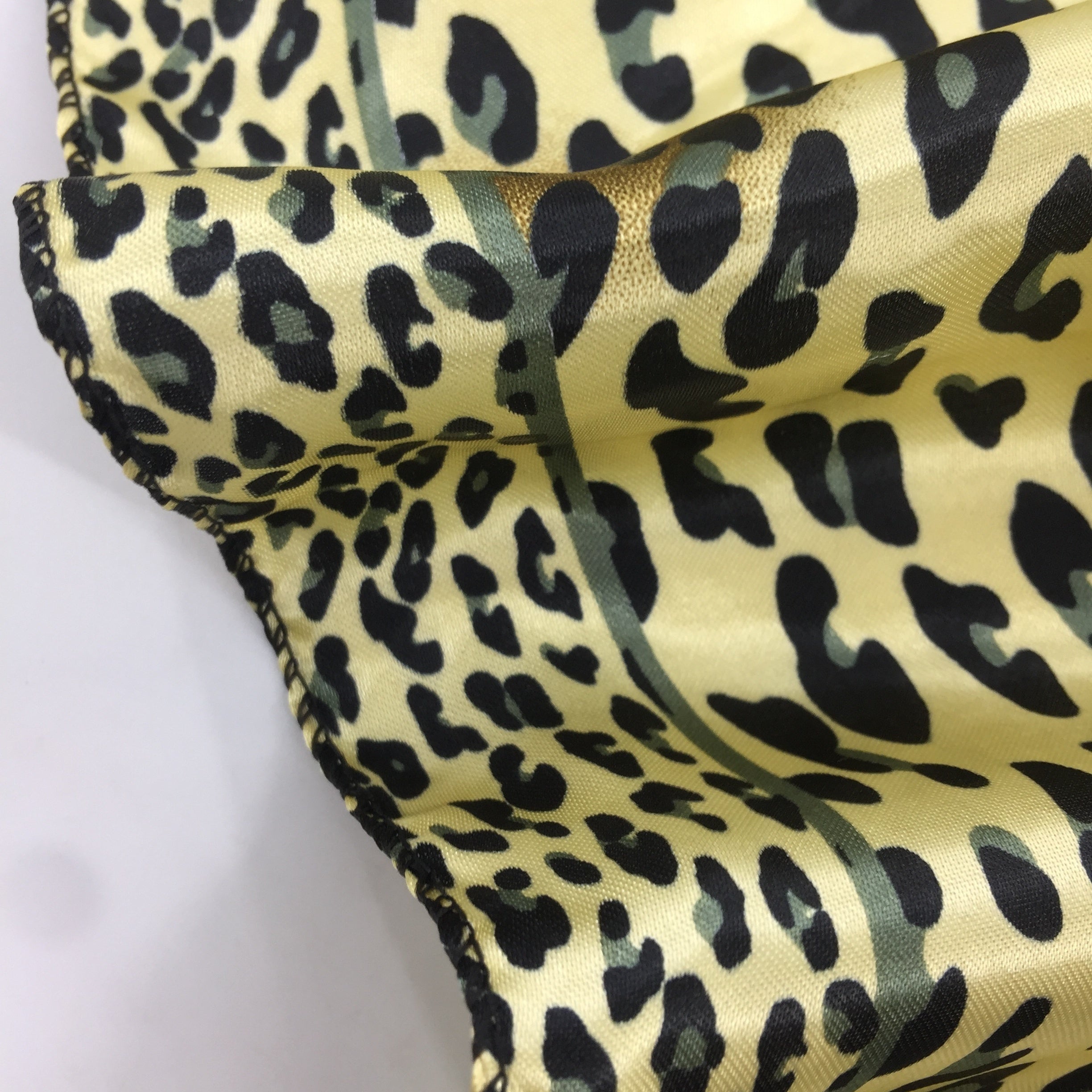 Vintage Leopard Print Satin Scarf Neckerchief Head Wrap Hair Accessories