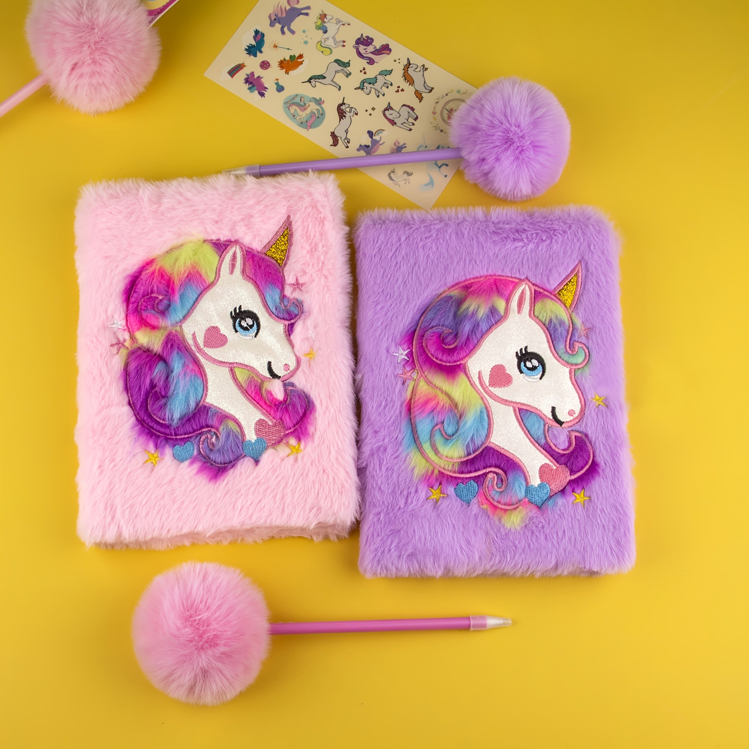 Cartoon Plush Notebook Pink Fantasy Purple 80 Sheets