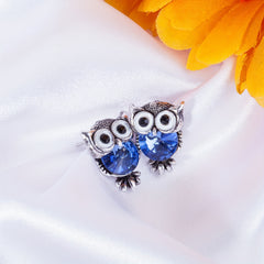 Rhinestone Owl Stud Earrings Decorative Accessories Holiday Gift