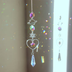 3pcs Colorful Crystal Suncatchers with Chain Pendant for Home Garden Wedding
