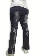  Washed Graphic Flared Leg Jeans