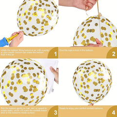 61pcs Golden Balloon Set with Confetti & Metallic Balloons - Party Decor