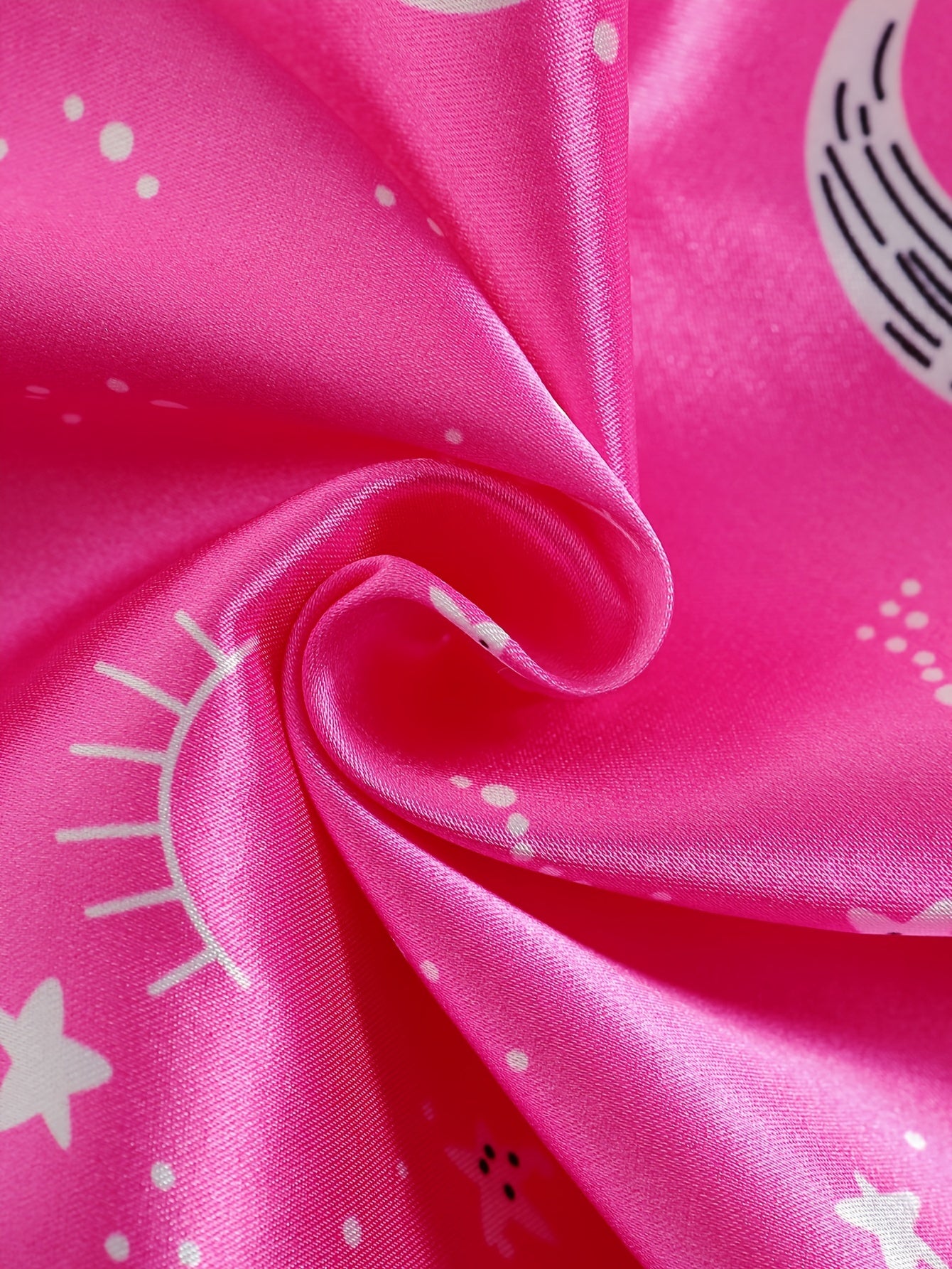 3pc Moon Pattern Satin Pajamas Set Comfy Lounge Wear