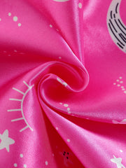 3pc Moon Pattern Satin Pajamas Set Comfy Lounge Wear