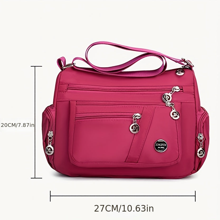 Large Capacity Zipper Shoulder Bag Waterproof Solid Casual Crossbody Bag