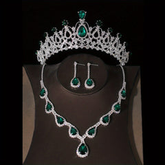 Crystal Bridal Crown Necklace Earrings Set Wedding Accessories