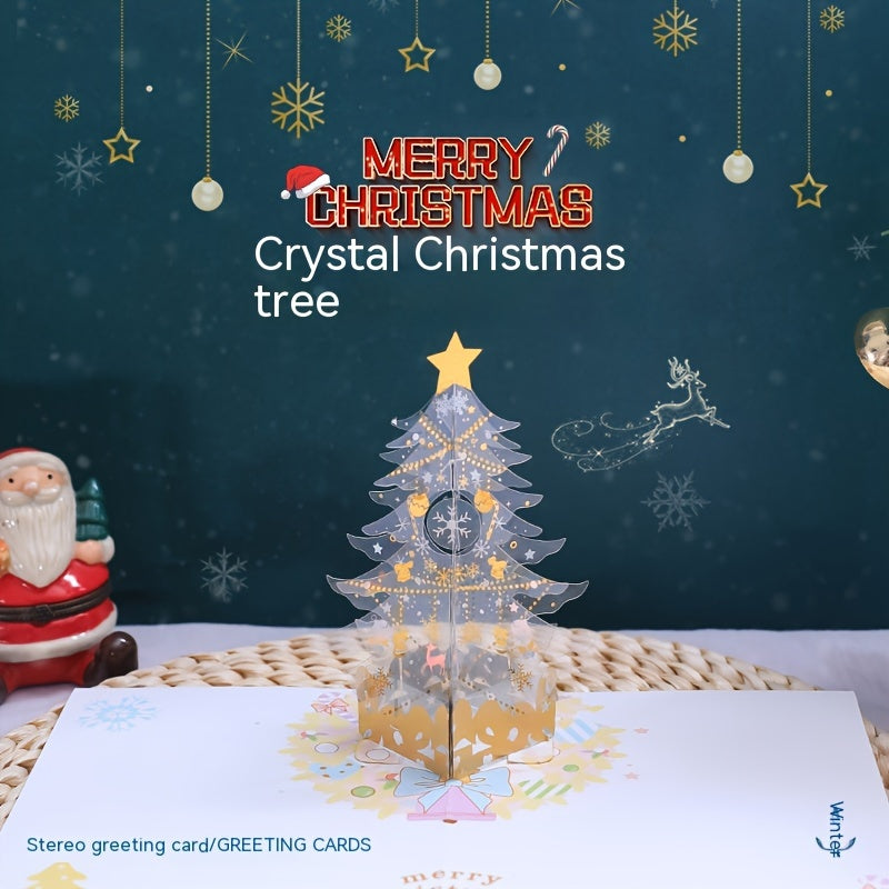 3D Christmas Card Crystal Christmas Tree Holiday Blessing