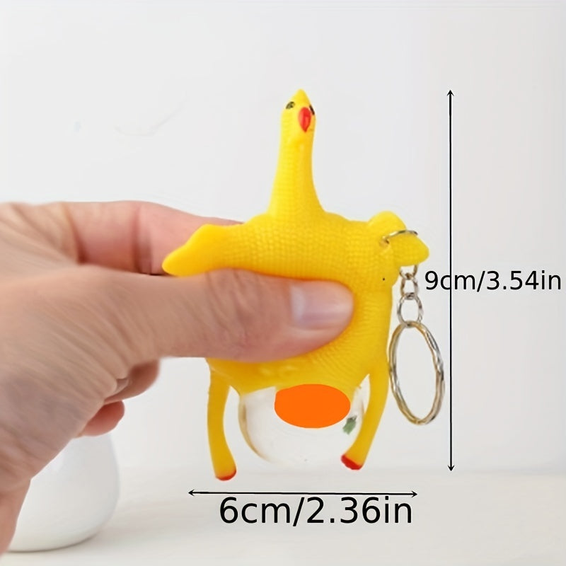 Chicken Egg Laying Hens Stress Ball Keychain Toy