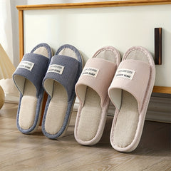 Men's Flax Lightweight Non Slip Open Toe Slides For Summer
