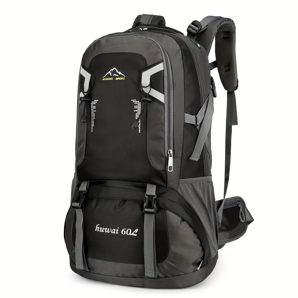60L Large Capacity Hiking Backpack Waterproof Sports Bag with Headphone Hole