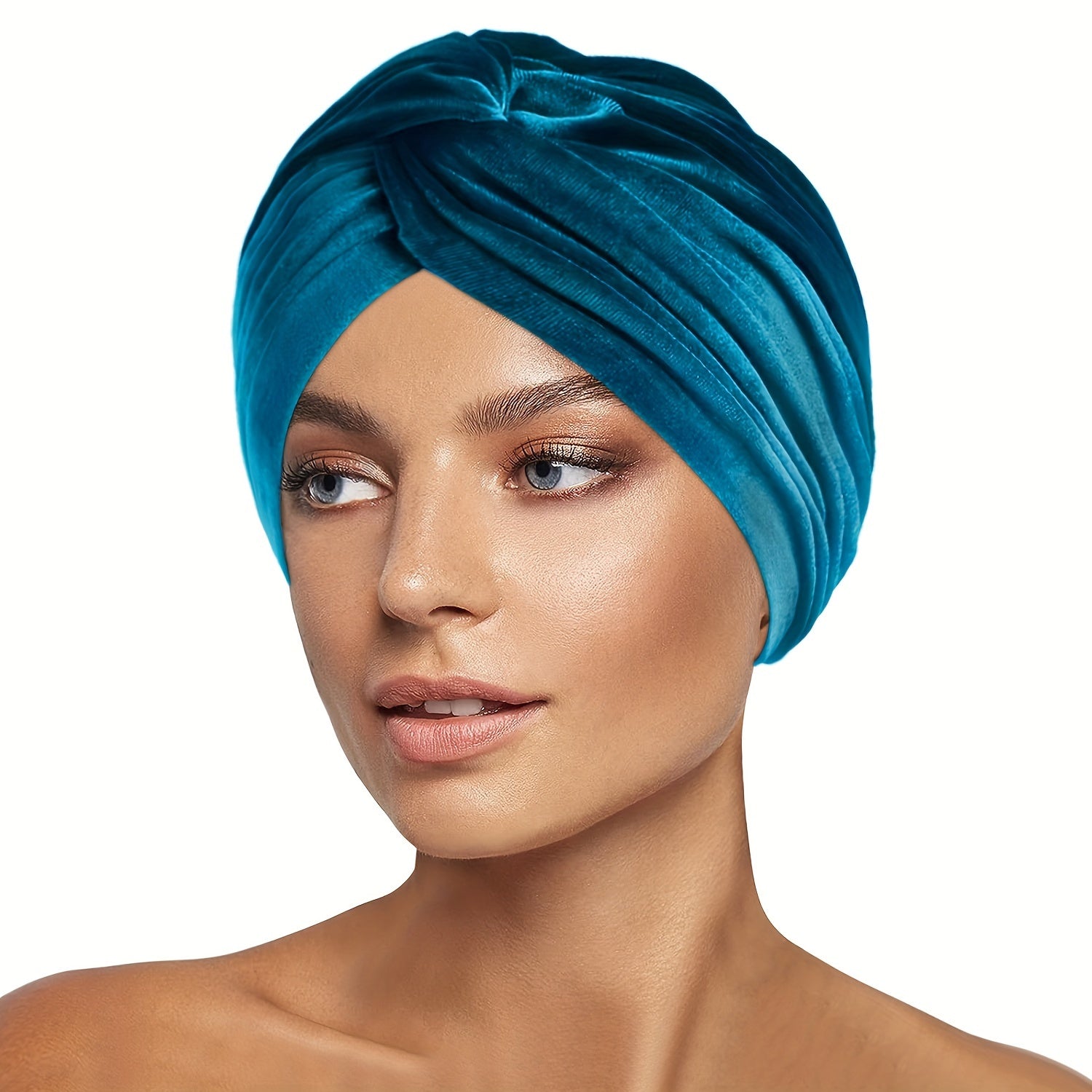 Velvet Turban Hat Wrap Cover Pre Tied Knot Bonnet Head Wraps For Women