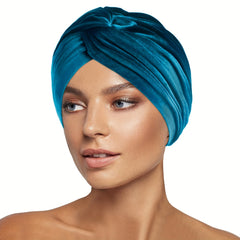 Velvet Turban Hat Wrap Cover Pre Tied Knot Bonnet Head Wraps For Women