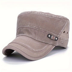 Men's Distressed Vintage Military Flat Top Sun Hat