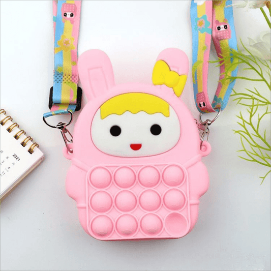 Funny Rabbit Shape Rainbow Crossbody Bag with Colorful Strap