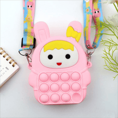 Funny Rabbit Shape Rainbow Crossbody Bag with Colorful Strap
