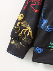 Dinosaur Skeleton Pattern Kid's Hoodie for Halloween