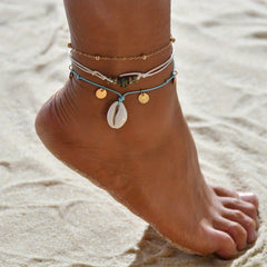 Vintage Style Anklet Set Sea Turtle Shape Pendant Adjustable Foot Jewelry