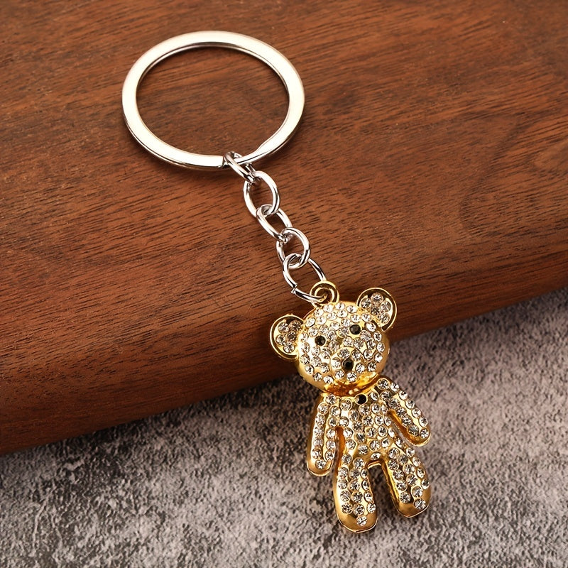 Sparkling Diamond Bear Key Ring Men's Gift Pendant