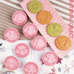 9pcs Christmas Sandwich Biscuit 3D Cookie Press Mold Set
