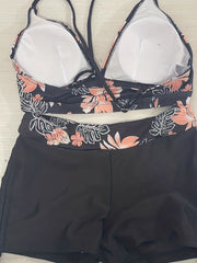 Floral Print Drawstring 2 Piece Bikini Swimsuit
