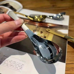 Stainless Steel Short Handle Gold Soup Spoon