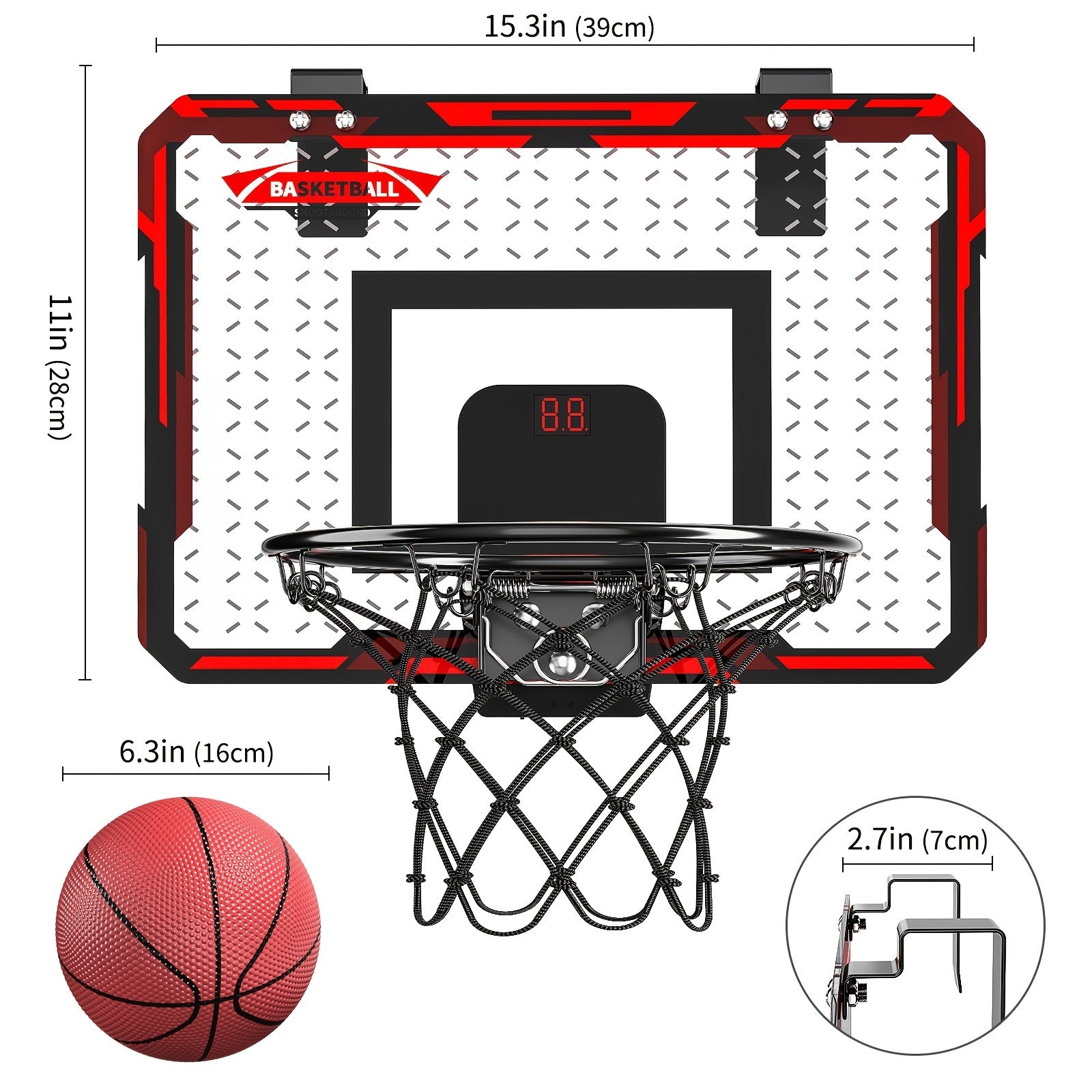 Kids Indoor Basketball Hoop Mini Hoop w/ 2 Balls - Christmas Gift