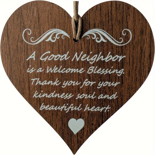 Kindness Soul & Heart Wooden Heart Hang Tag Sign Gift for Neighbor