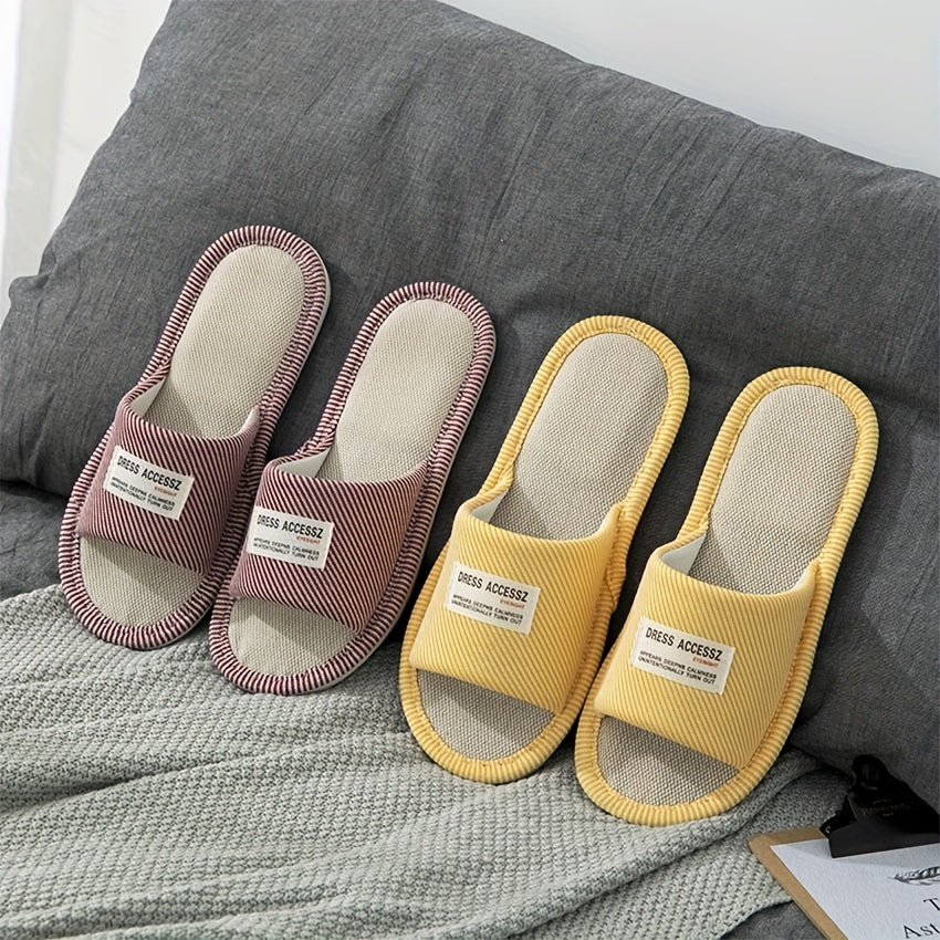 Men's Flax Lightweight Non Slip Open Toe Slides For Summer