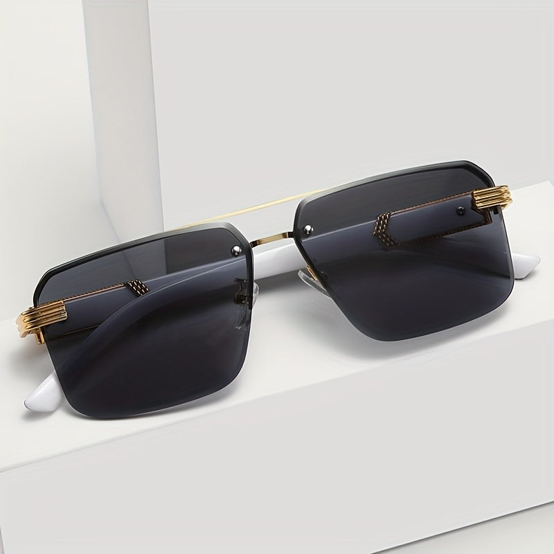 Men's Half Frame Sunglasses Floral Pattern Square Frame Plastic Glasses